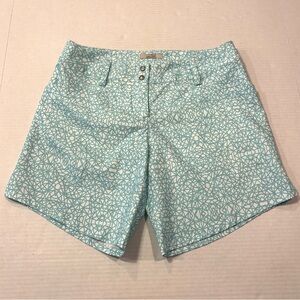 Adidas Golf Shorts 7" Inseam Double Snap Waist‎ Aqua Blue White Women’s 2  NWOT